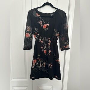 NWOT Jacob Floral Black Dress with 3/4 sleeves in size XS